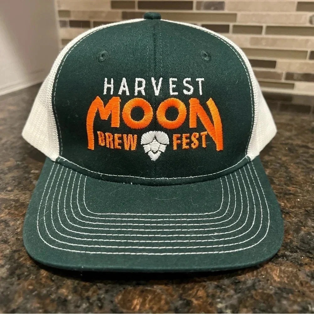 Port Authority Mens Harvest Moon Brew Fest Trucker Hat‎ Green White Snapback Cap